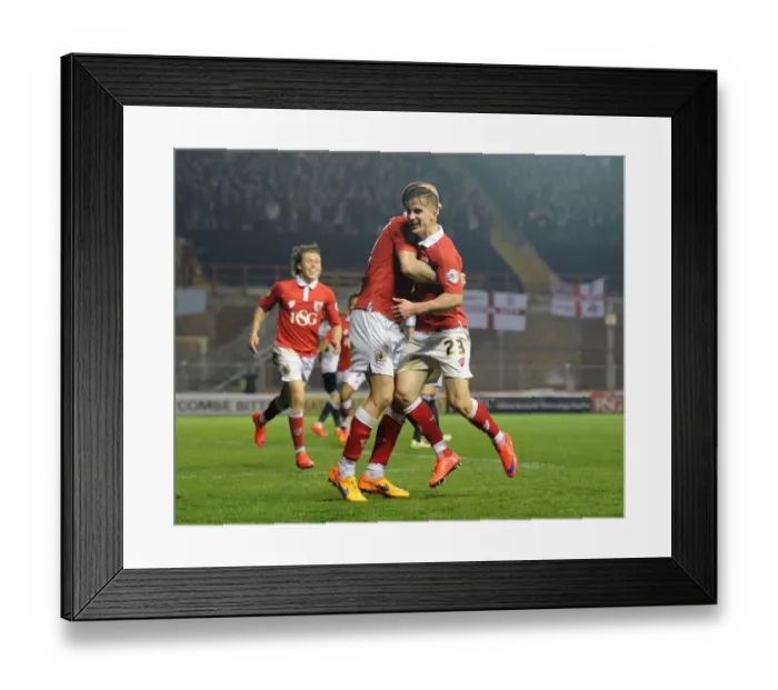 Framed Print : Bristol City's Joe Bryan and Aaron Wilbraham Celebrate Goal Against Swindon Town, Sky Bet League One, April 2015