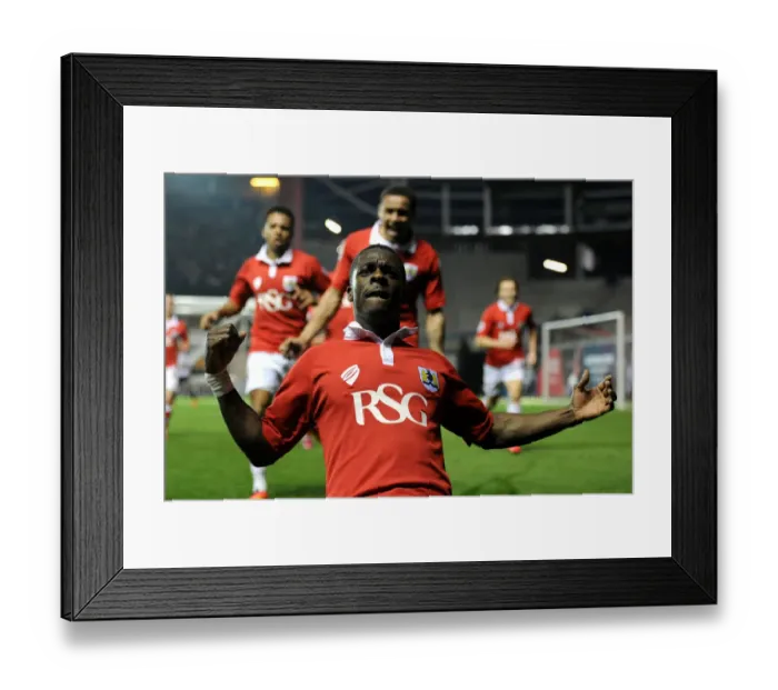 Framed Print : Euphoria at Ashton Gate: Kieran Agard's Exuberant Goal Celebration (Bristol City vs. Swindon Town, 2015)