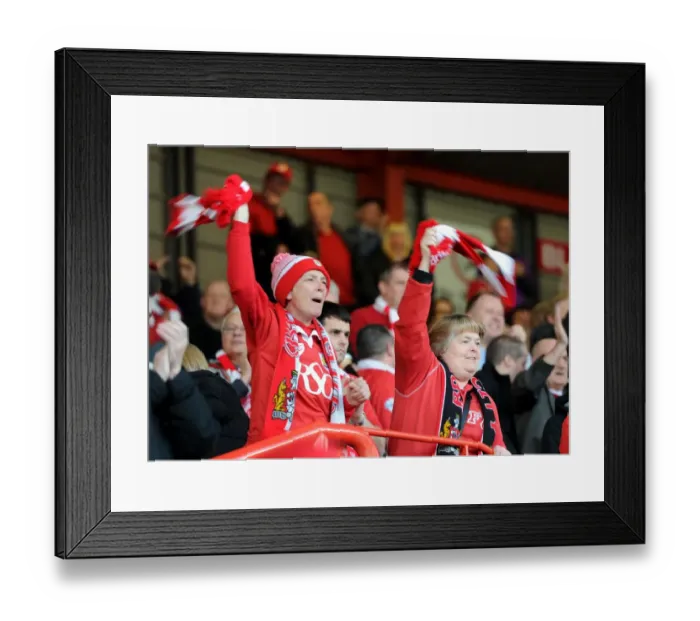 Framed Print : Supporters Cheering during Bristol City's Warm-Up vs Swindon Town, Ashton Gate Stadium, 2015
