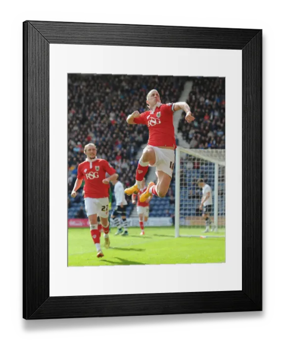 Framed Print : Euphoria Unleashed: Wilbraham's Iconic Goal Celebration vs. Preston North End (April 11, 2015)