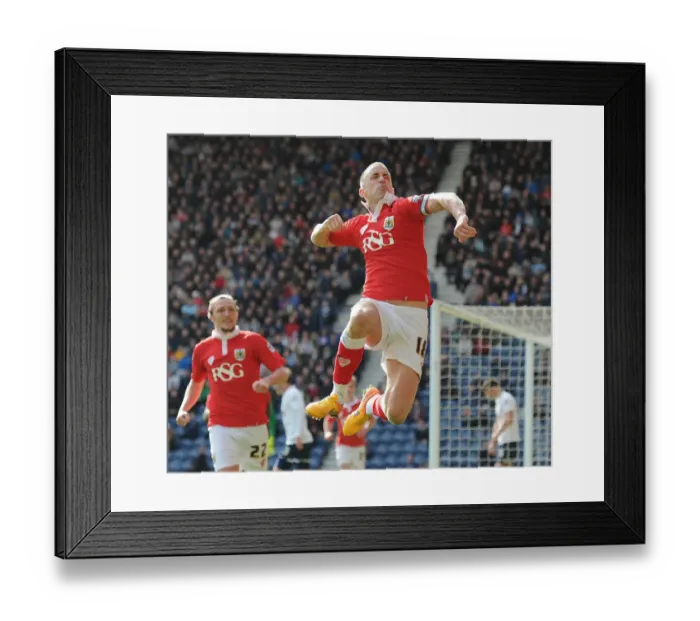 Framed Print : Aaron Wilbraham's Thrilling Goal Celebration: Preston North End vs. Bristol City (Sky Bet League One, 11-04-2015)