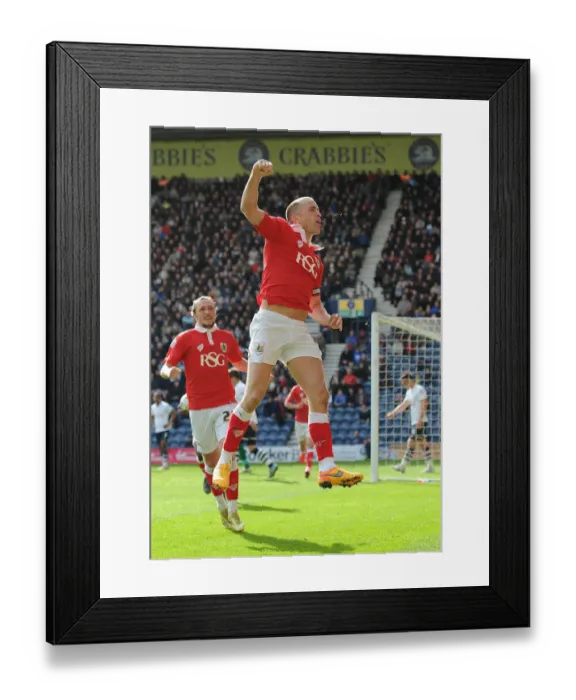 Framed Print : Aaron Wilbraham's Goal Celebration: Preston North End vs. Bristol City, Sky Bet League One (11-04-2015)