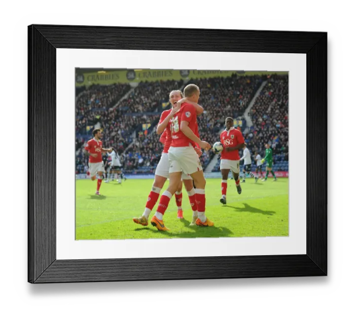 Framed Print : Bristol City's Aaron Wilbraham and Luke Ayling Celebrate Goal Against Preston North End, Sky Bet League One, 2015