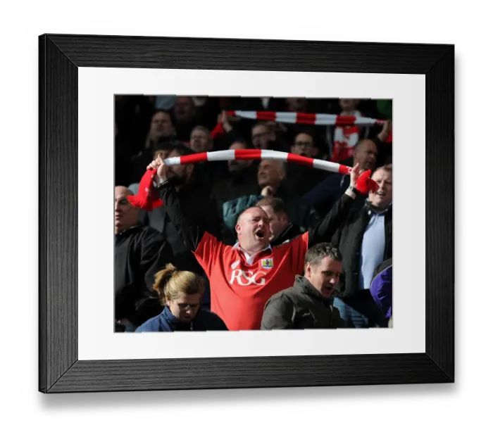 Framed Print : Bristol City Fan's Exuberant Cheer at Preston North End Match, April 2015 Framed Print : Bristol City Fan's Exuberant Cheer at Preston North End Match, April 2015