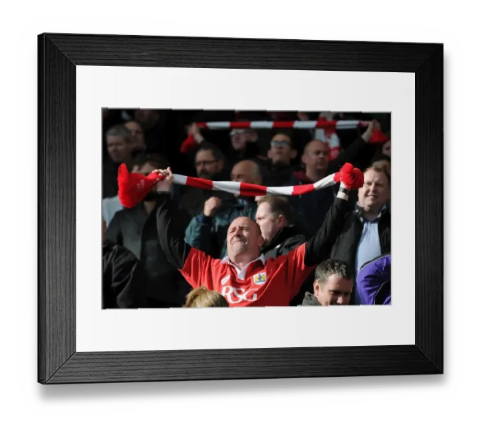 Framed Print : Ecstatic Bristol City Fan Celebrates at Preston North End's Deepdale (April 11, 2015)