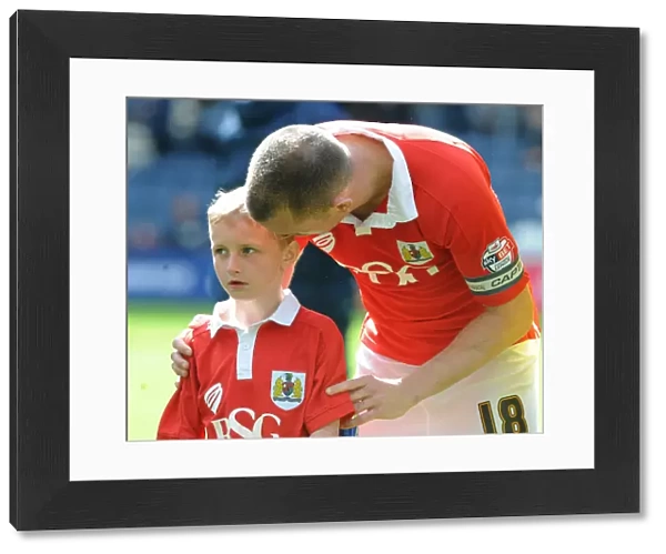 Aaron Wilbraham and the Bristol City Mascot Before the Preston North End Match, 2015