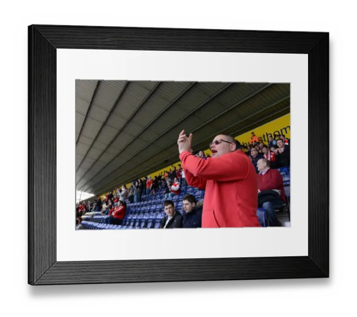 Framed Print : Bristol City Fan's Passionate Support at Preston North End vs. Bristol City, Deepdale Stadium, 11 / 04 / 2015