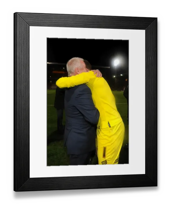 Framed Print : Bristol City's Frank Fielding and Steve Lansdown Celebrate Promotion Goal Framed Print : Bristol City's Frank Fielding and Steve Lansdown Celebrate Promotion Goal