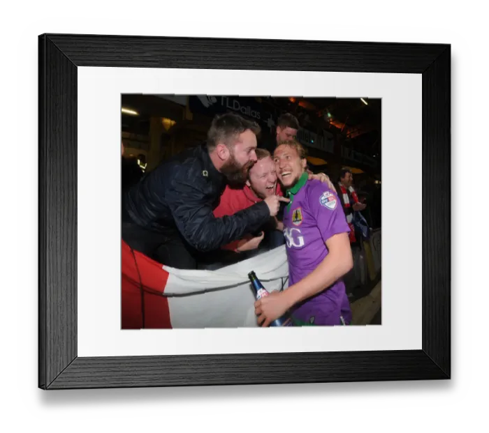 Framed Print : Luke Ayling of Bristol City Connects with Fans After Promotion-Sealing Victory over Bradford City Framed Print : Luke Ayling of Bristol City Connects with Fans After Promotion-Sealing Victory over Bradford City
