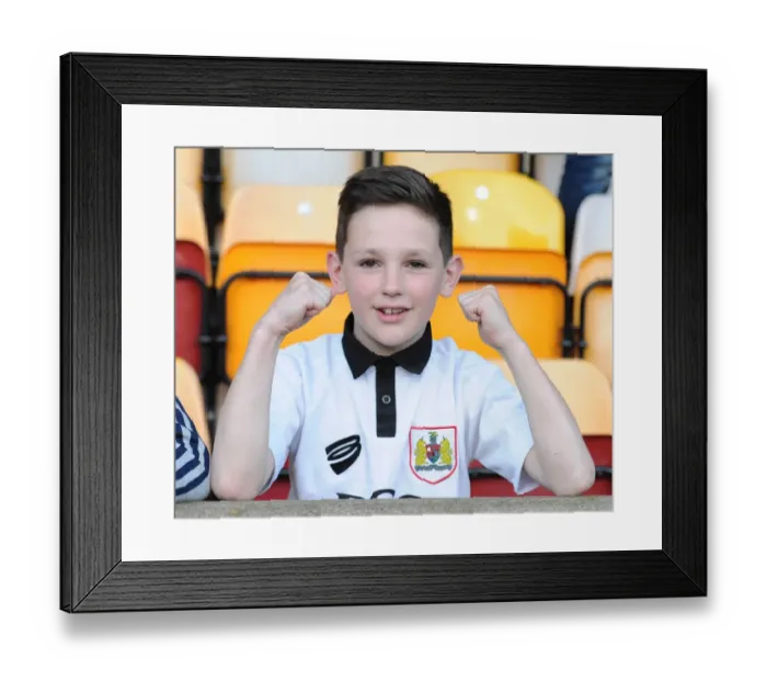 Framed Print : Bristol City Fan Celebrates Promotion-Winning Goal vs. Bradford City (14 / 04 / 2015)