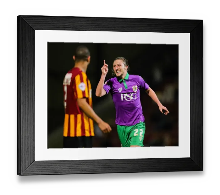Framed Print : Bristol City's Luke Ayling Scores Third Goal in Sky Bet League One Promotion Battle: 3-0 Lead vs. Bradford City
