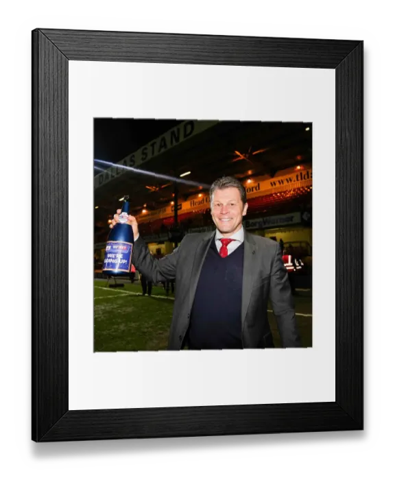 Framed Print : Steve Cotterill's Euphoric Promotion Moment with Bradford City Fans