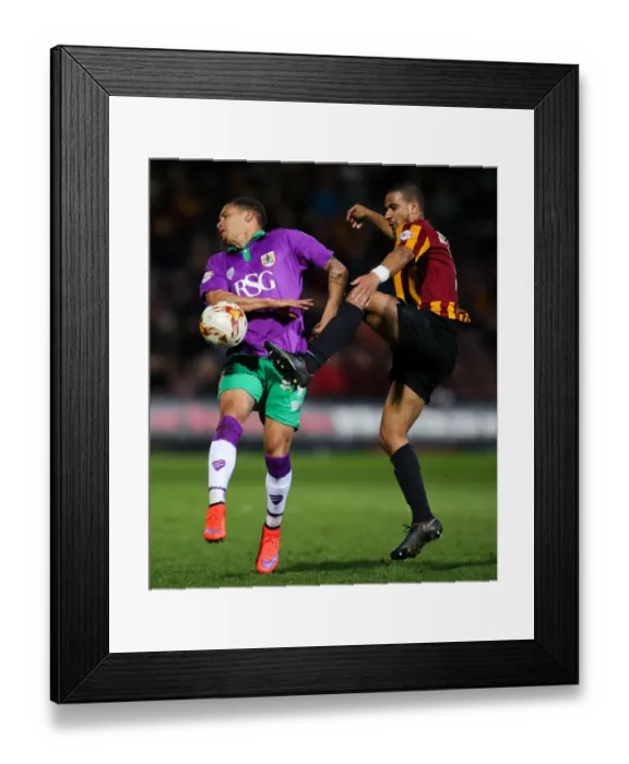 Framed Print : Bradford City vs. Bristol City Showdown: Meredith Clears the Path to Promotion