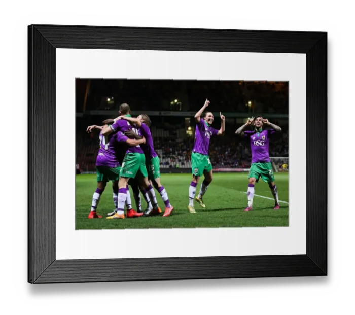 Framed Print : Five-Goal Blitz: Thrilling Celebration by Bristol City in Promotion-Sealing Victory over Bradford City