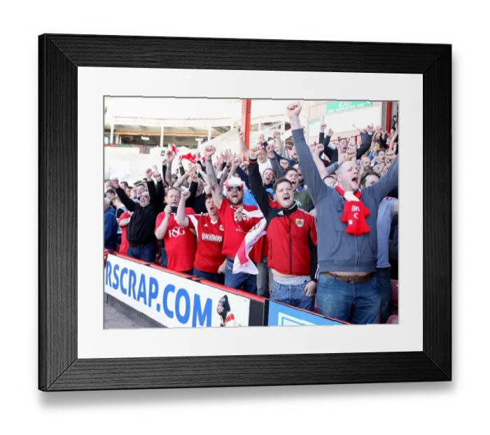 Framed Print : Bristol City's Euphoric Fans Celebrate Promotion to Sky Bet League One at Ashton Gate (180415) Framed Print : Bristol City's Euphoric Fans Celebrate Promotion to Sky Bet League One at Ashton Gate (180415)