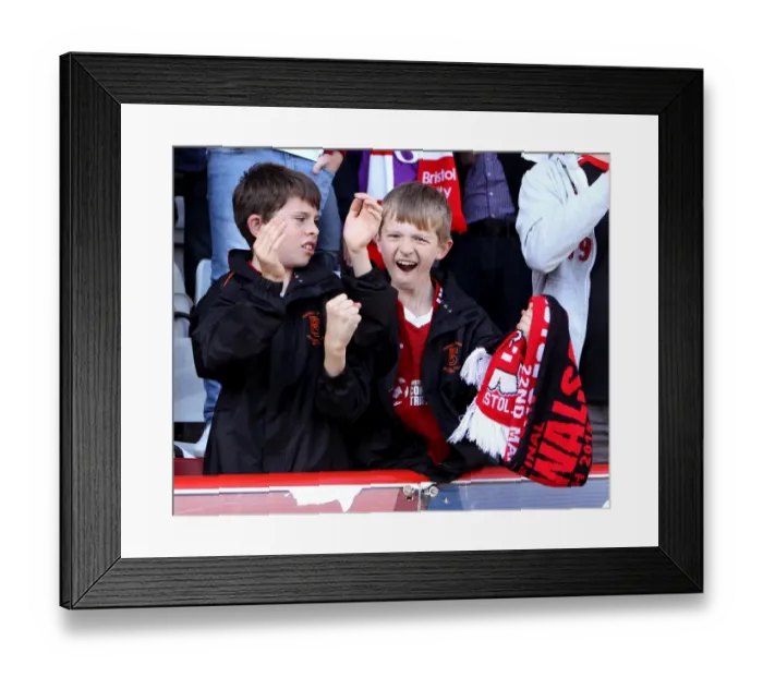 Framed Print : Exuberant Young Fans Celebrate at Ashton Gate: Bristol City vs Coventry City, 2015 Framed Print : Exuberant Young Fans Celebrate at Ashton Gate: Bristol City vs Coventry City, 2015