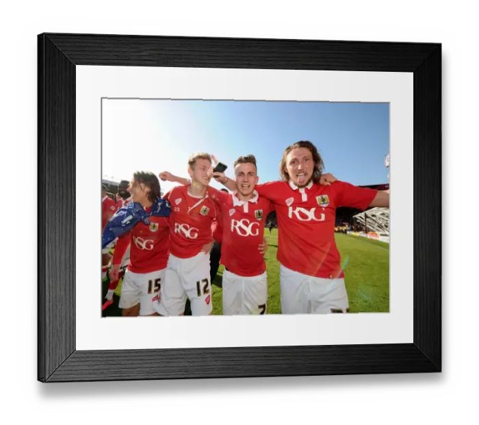 Framed Print : Bristol City Champions: Luke Freeman, George Saville, Joe Bryan, and Luke Ayling in Glory (180415)