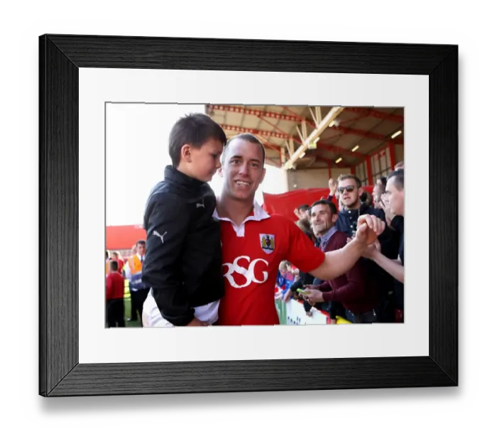 Framed Print : Excited Fan's Joyful Moment with Aaron Wilbraham after Bristol City's Win over Coventry City, 18th April 2015