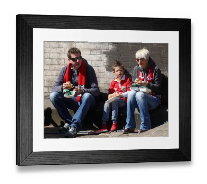 Framed Print : Bristol City Fans Savor Pre-Match Bites at Ashton Gate, 2015 Framed Print : Bristol City Fans Savor Pre-Match Bites at Ashton Gate, 2015