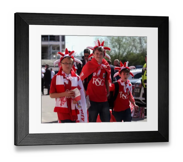 Framed Print : Young Fans Arrive at Ashton Gate: Excitement Builds for Bristol City vs Coventry City, 2015