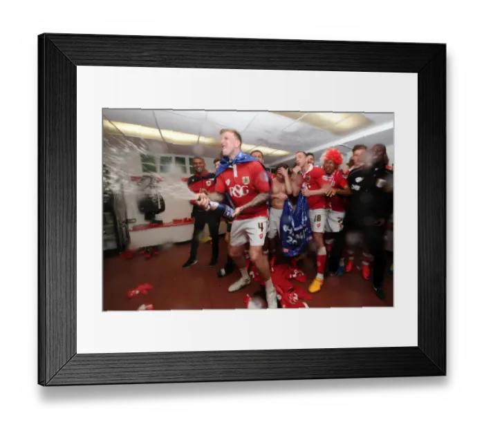 Framed Print : Bristol City FC: Unforgettable Triumph - League One Championship Win in the Chchanging Room