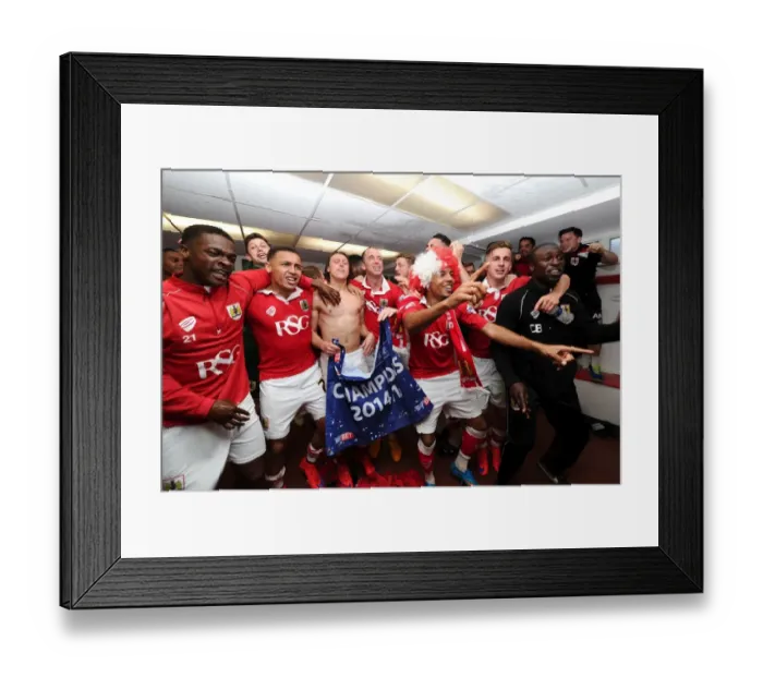Framed Print : Bristol City: Unforgettable Moment of Triumph - League One Champions in the Changing Room Framed Print : Bristol City: Unforgettable Moment of Triumph - League One Champions in the Changing Room