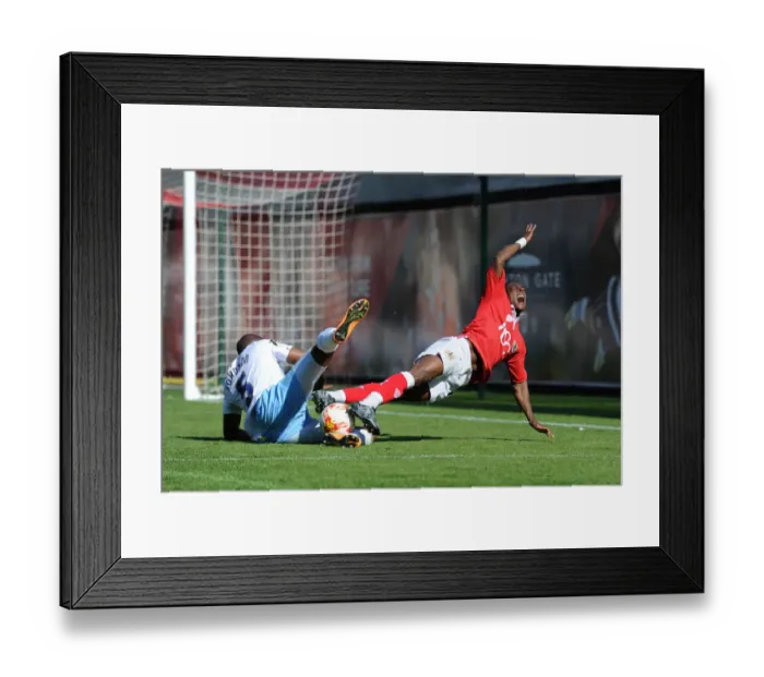 Framed Print : Agard's Determined Goal: Amidst Tackle from Johnson, in the Heat of Bristol City vs Coventry City Rivalry