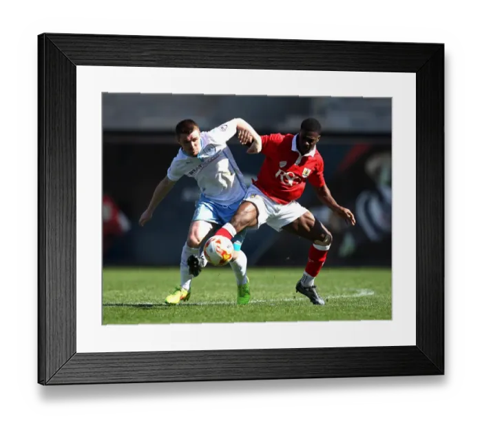 Framed Print : Intense Rivalry: Agard vs. Fleck in the Heart of the Bristol City vs. Coventry City Clash