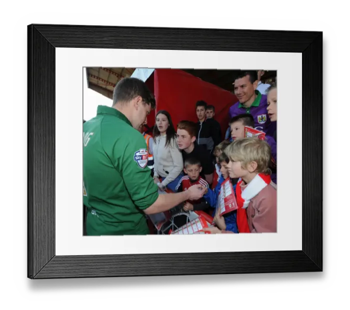 Framed Print : Bristol City's Frank Fielding Mingles with Fans after Ashton Gate Victory Framed Print : Bristol City's Frank Fielding Mingles with Fans after Ashton Gate Victory