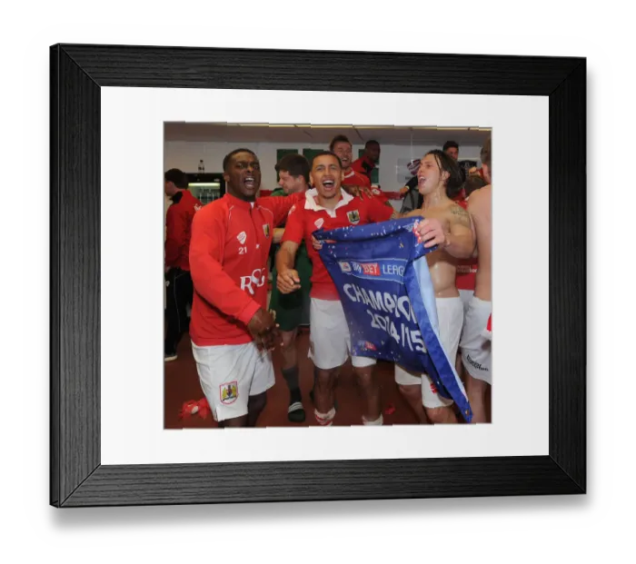 Framed Print : Bristol City's Triumph: Agard, Tavernier, and Freeman Celebrate League Win Framed Print : Bristol City's Triumph: Agard, Tavernier, and Freeman Celebrate League Win