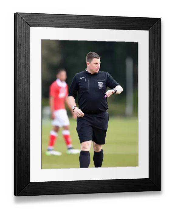 Framed Print : Bristol City vs Ipswich Town U21s: Referee Christopher Wicks Overssees the Action