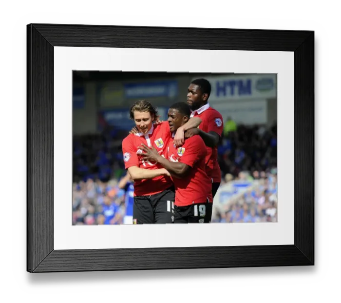 Framed Print : Bristol City's Agard, Emmanuel-Thomas, and Freeman Celebrate Goal in Sky Bet League One Match vs Chesterfield Framed Print : Bristol City's Agard, Emmanuel-Thomas, and Freeman Celebrate Goal in Sky Bet League One Match vs Chesterfield
