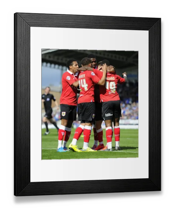 Framed Print : Bristol City's Kieran Agard Celebrates Goal with Team Mates (Chesterfield v Bristol City, 2015)
