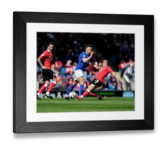 Framed Print : Bristol City's Luke Freeman Tackles Gary Roberts in Chesterfield Showdown