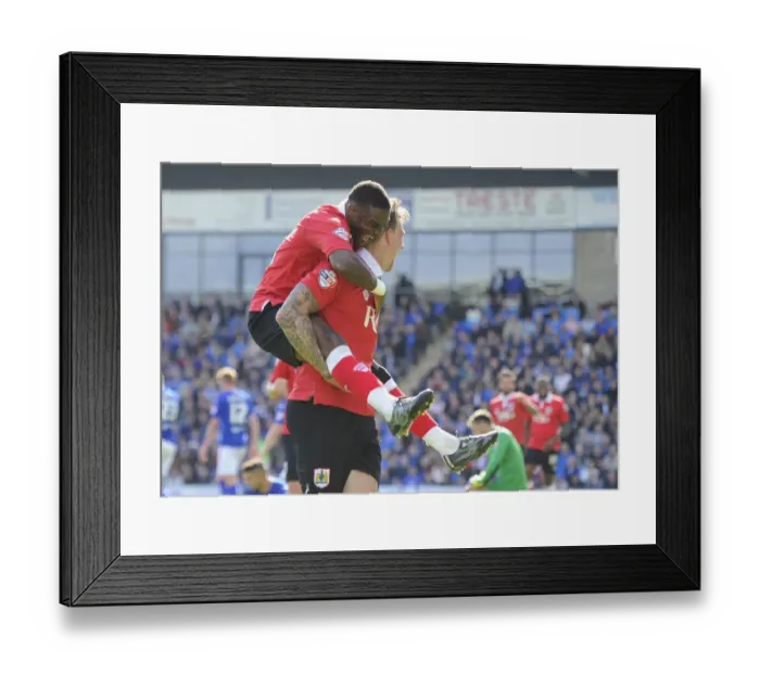 Framed Print : Thrilling Goal Celebration: Aden Flint and Kieran Agard of Bristol City Framed Print : Thrilling Goal Celebration: Aden Flint and Kieran Agard of Bristol City