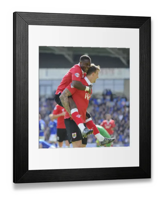 Framed Print : Unforgettable Moment: Aden Flint and Kieran Agard's Epic Goal Celebration for Bristol City vs Chesterfield (2015) Framed Print : Unforgettable Moment: Aden Flint and Kieran Agard's Epic Goal Celebration for Bristol City vs Chesterfield (2015)