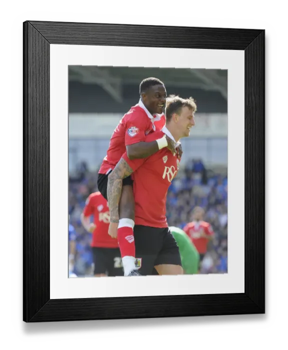 Framed Print : Aden Flint and Kieran Agard Celebrate Goal for Bristol City against Chesterfield, 2015 Framed Print : Aden Flint and Kieran Agard Celebrate Goal for Bristol City against Chesterfield, 2015