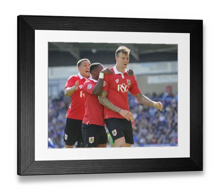 Framed Print : Bristol City: Thrilling Moment - Aden Flint and Kieran Agard's Euphoric Goal Celebration Framed Print : Bristol City: Thrilling Moment - Aden Flint and Kieran Agard's Euphoric Goal Celebration