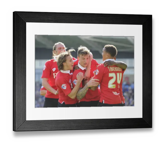 Framed Print : Aden Flint's Thrilling Goal Celebration: Bristol City's Victory in Chesterfield (2015)