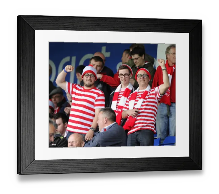 Framed Print : Bristol City Fans Euphoria at Chesterfield's Proact Stadium, 2015 - Sky Bet League One Football Match Framed Print : Bristol City Fans Euphoria at Chesterfield's Proact Stadium, 2015 - Sky Bet League One Football Match