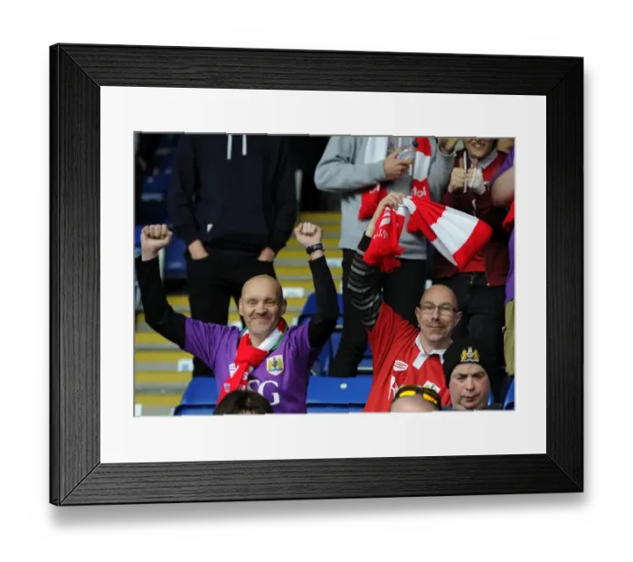 Framed Print : Bristol City Fans Thrilling Exuberance at Chesterfield's Proact Stadium during Sky Bet League One Match (April 2015) Framed Print : Bristol City Fans Thrilling Exuberance at Chesterfield's Proact Stadium during Sky Bet League One Match (April 2015)