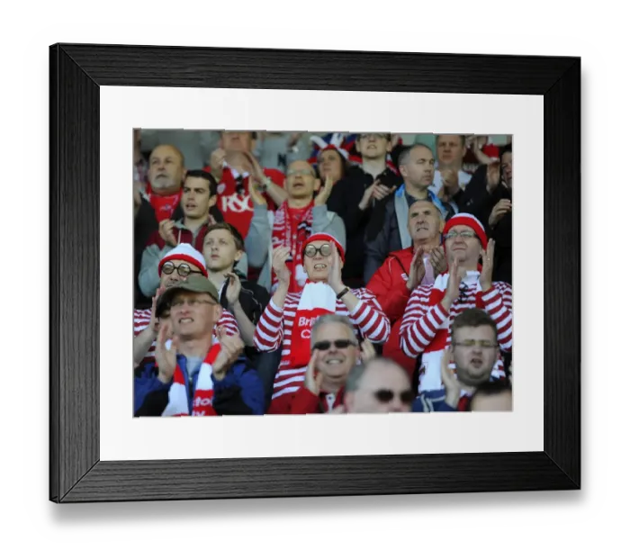 Framed Print : Bristol City Fans Triumphant Celebration at Chesterfield's Proact Stadium (April 2015) Framed Print : Bristol City Fans Triumphant Celebration at Chesterfield's Proact Stadium (April 2015)