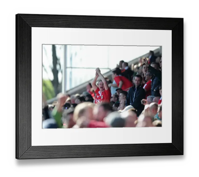 Framed Print : Triumphant Bristol City Fans Celebrate at Chesterfield's Proact Stadium, League One Football Match, 2015 Framed Print : Triumphant Bristol City Fans Celebrate at Chesterfield's Proact Stadium, League One Football Match, 2015