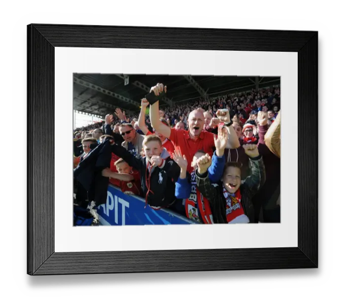 Framed Print : Bristol City Fans Euphoric Celebration at Chesterfield's Proact Stadium, 2015 - Sky Bet League One