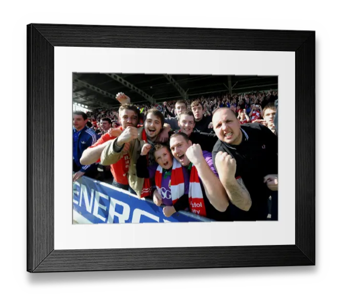 Framed Print : Bristol City Fans Electric Atmosphere at Chesterfield's Proact Stadium (April 2015) Framed Print : Bristol City Fans Electric Atmosphere at Chesterfield's Proact Stadium (April 2015)