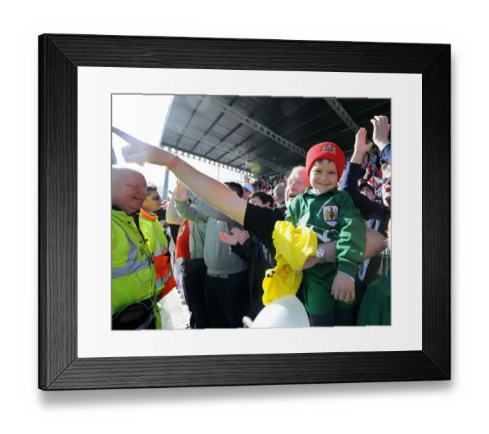Framed Print : Triumphant Bristol City Fans Celebrate at Proact Stadium after Winning Sky Bet League One