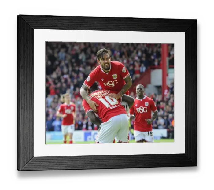Framed Print : Dynamic Duo: Pack and Emmanuel-Thomas Celebrate Thrilling Goal for Bristol City against Walsall, Sky Bet League One, May 2015 Framed Print : Dynamic Duo: Pack and Emmanuel-Thomas Celebrate Thrilling Goal for Bristol City against Walsall, Sky Bet League One, May 2015