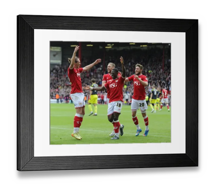 Framed Print : Kieran Agard's Double: Celebrating Bristol City's Victory Against Walsall in Sky Bet League One Framed Print : Kieran Agard's Double: Celebrating Bristol City's Victory Against Walsall in Sky Bet League One