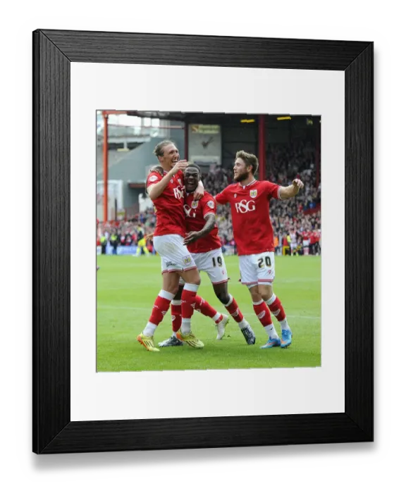 Framed Print : Triumphant Threesome: Agard's Double Delight as Bristol City Crush Walsall