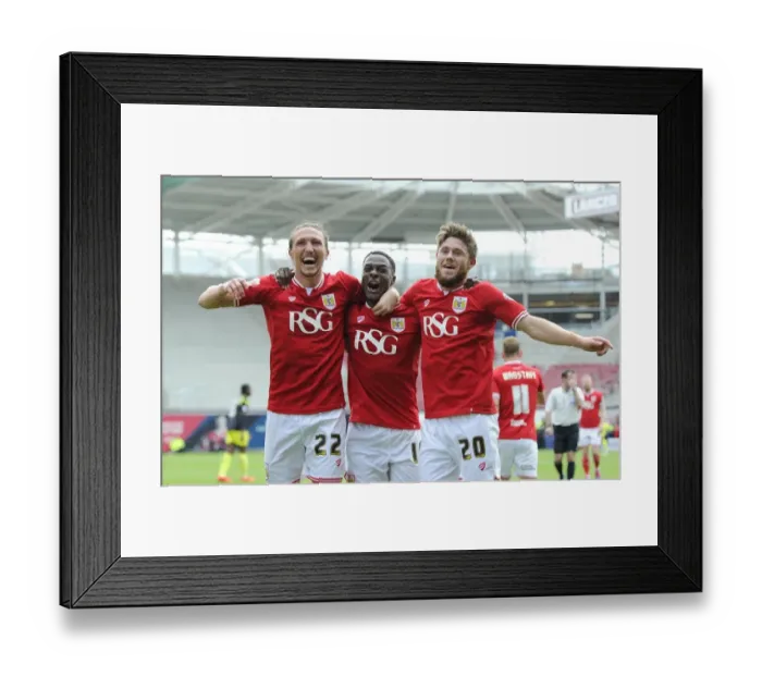 Framed Print : Triumphant Threesome: Agard's Double Delight as Bristol City Thrash Walsall
